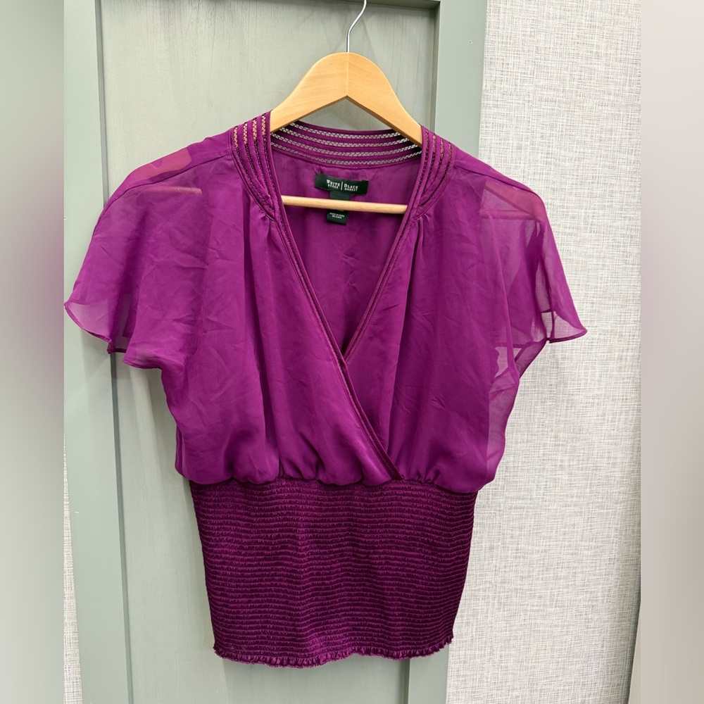 White House Black Market Plum Sheer Blouse